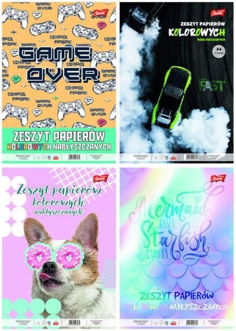 St.Majewski, zeszyt papierów kolorowych nabłyszczanych, A4, okładka kredowana, 10 kartek, 1 szt.