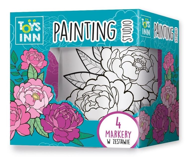 Stnux, kubek do kolorowania z markerami, Peonie