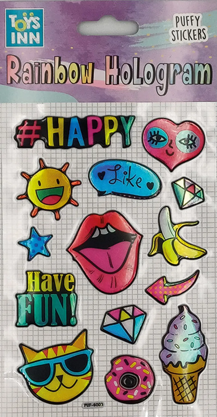 Stnux, naklejki, rainbow hologram, happy