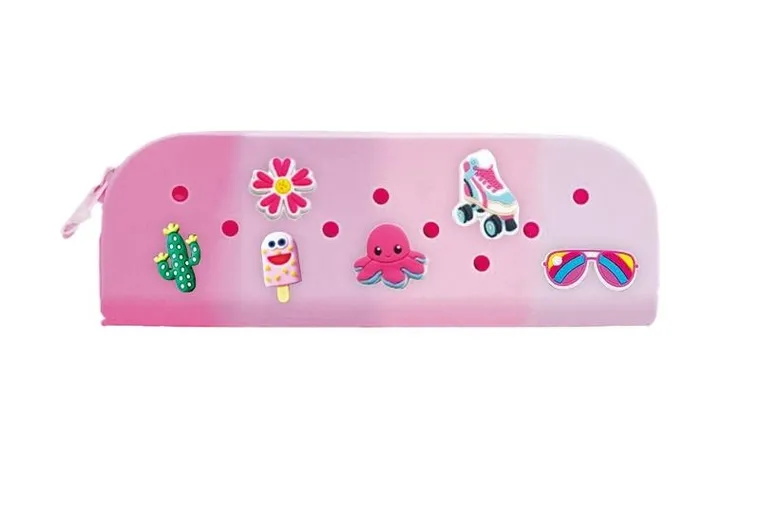 Stnux, piórnik silikonowy z wpinkami, różowy