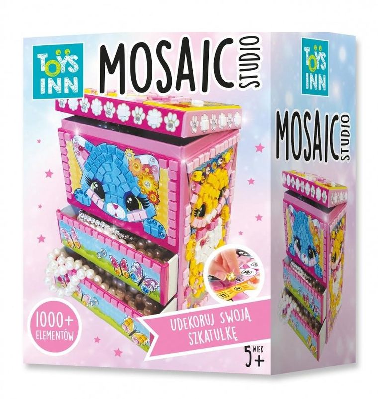 Stnux, szkatułka mozaika, Kotek