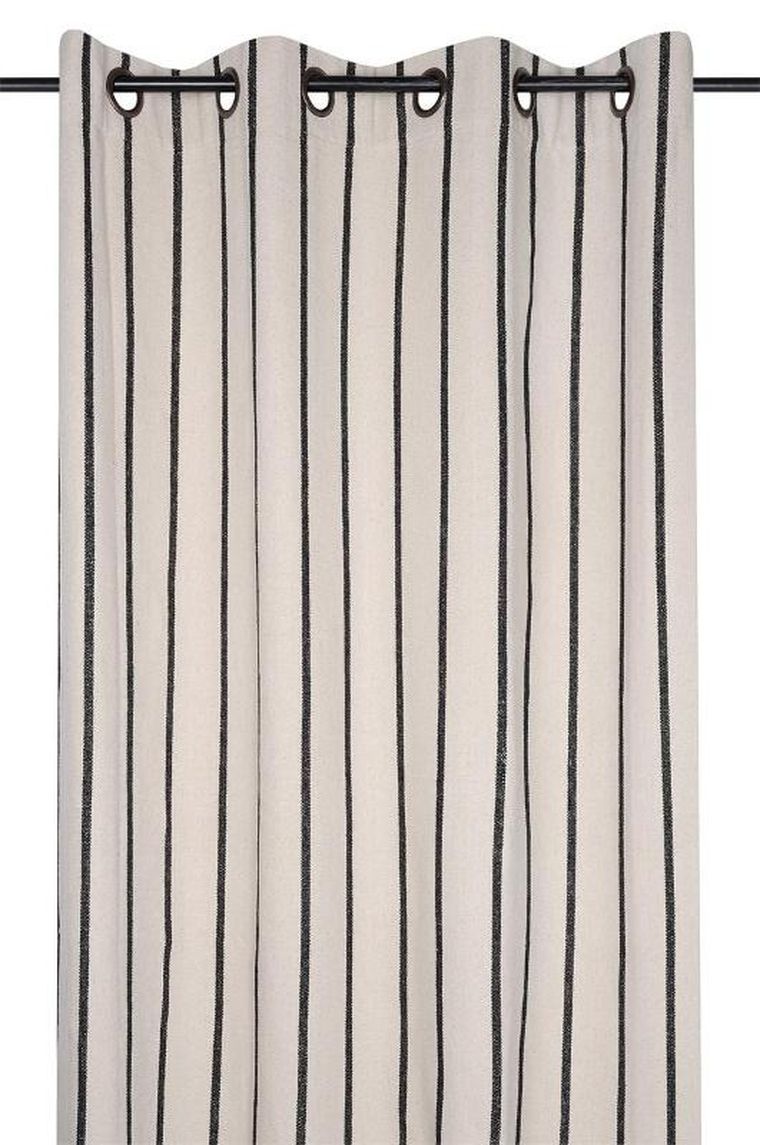 STOF, bawełniana zasłona na przelotkach trop czarne paski, 135-260 cm
