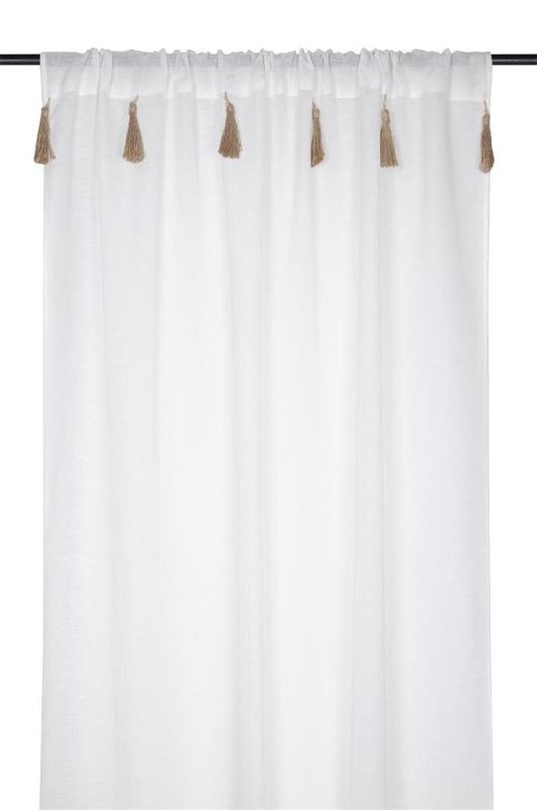 Stof, firana, Ibiza, z dekoracyjnymi chwostami, 140-260 cm