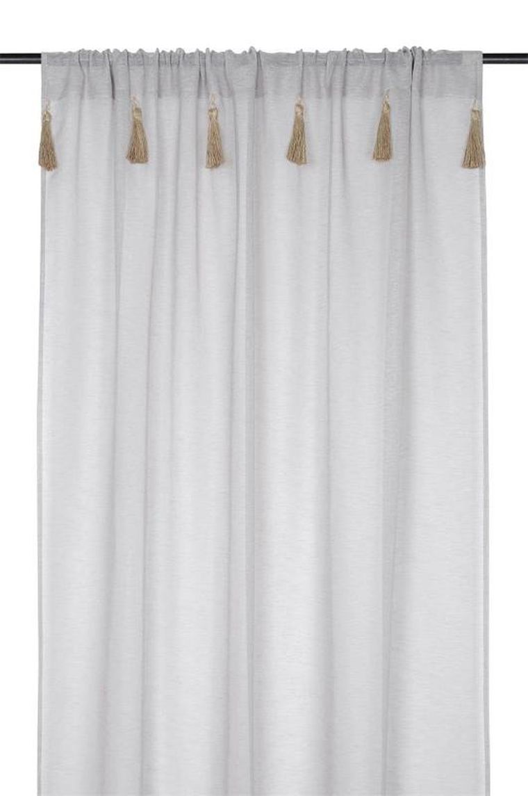 Stof, firana Ibiza, z ozdobnymi chwostami, 140-260 cm