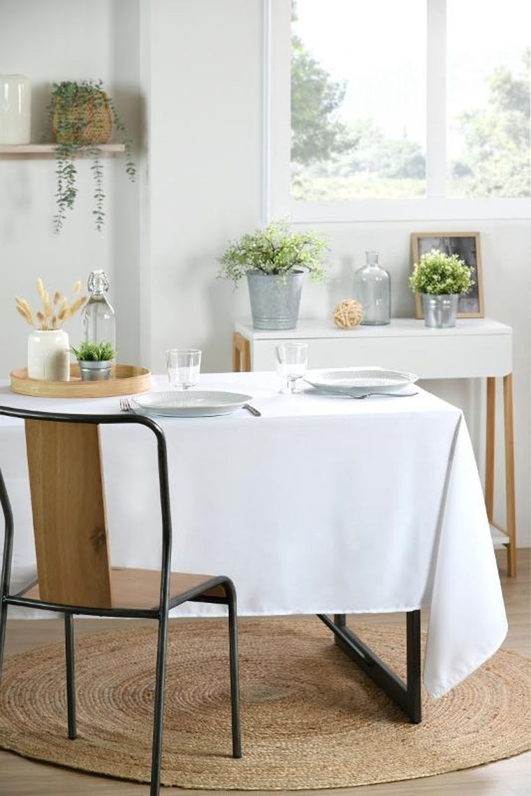 Stof, obrus biały prostokątny, Nelson, 145-200 cm