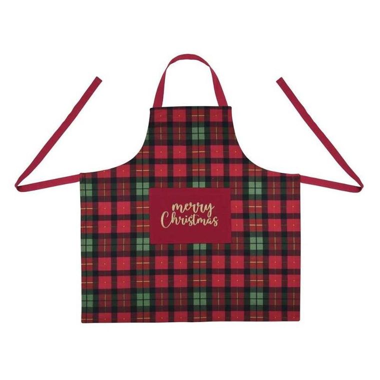 Stof, świąteczny fartuch kuchenny z kieszenią, 80-80 cm