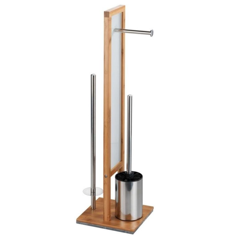 Stojak na papier toaletowy i szczotkę wc, Rivalta, 3w1, bambus