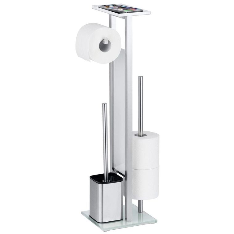 Stojak na papier toaletowy z pojemnikiem i szczotką do WC