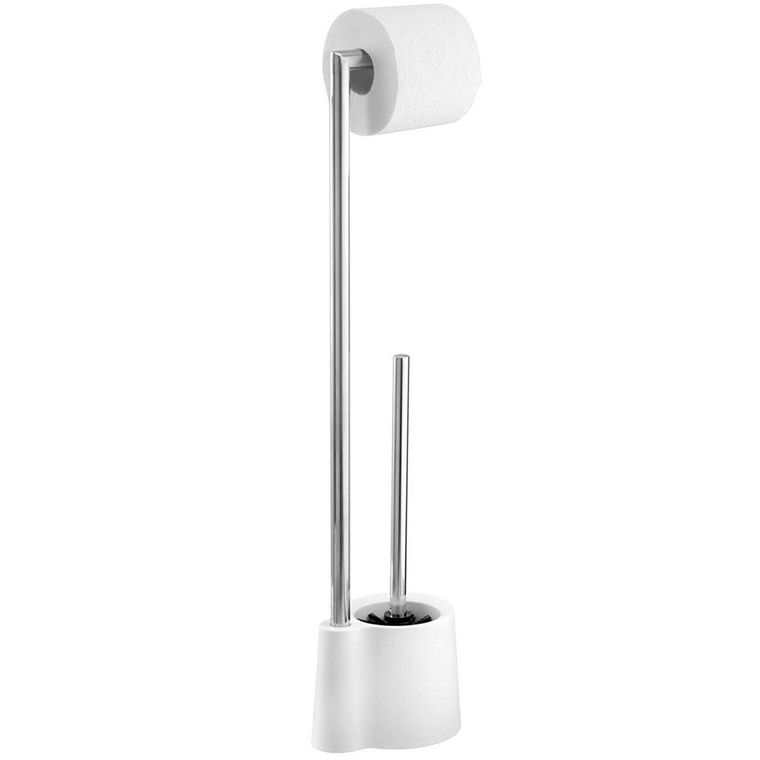 Stojak na papier toaletowy ze szczotką do WC i pojemnikiem