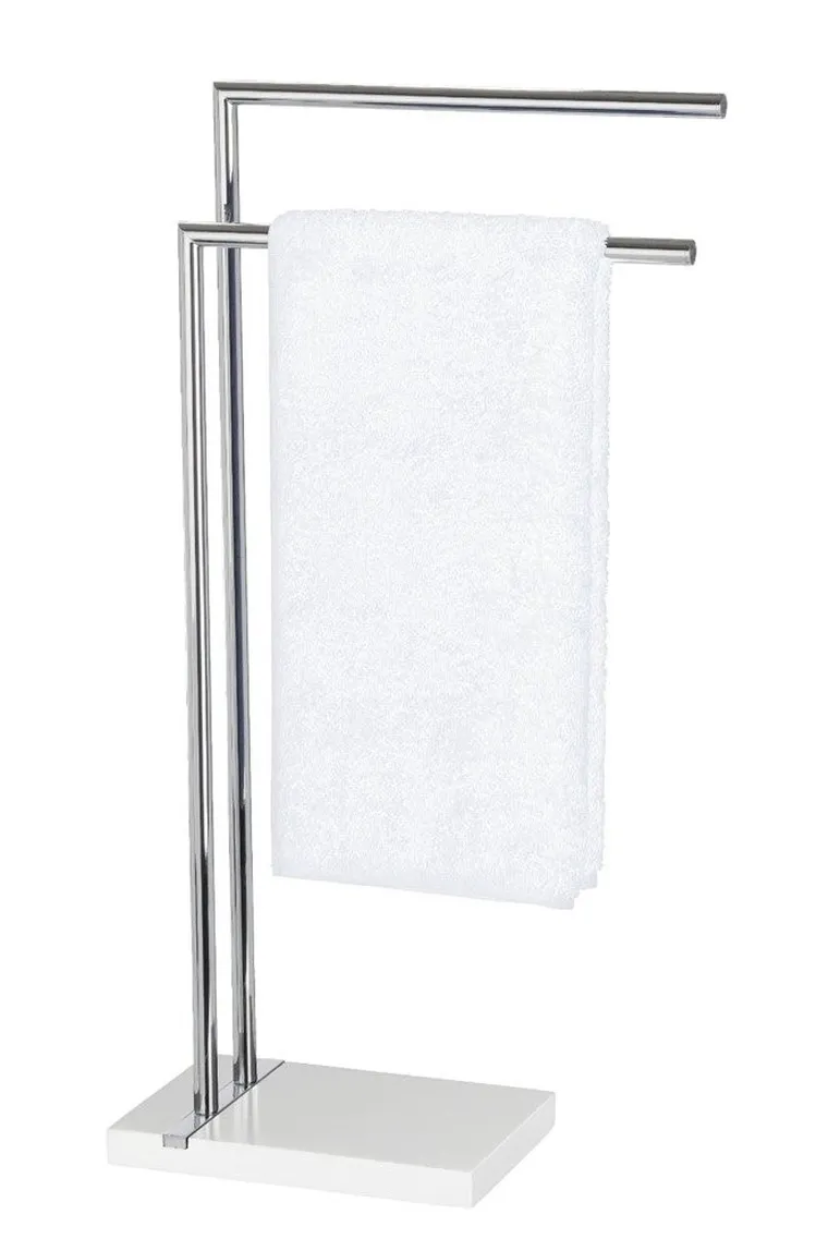 Stojak na ręczniki Noble white, 2 ramienny, chromowany