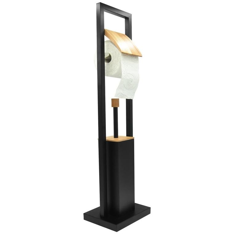 Stojak WC, szczotka do toalety uchwyt na papier, czarny