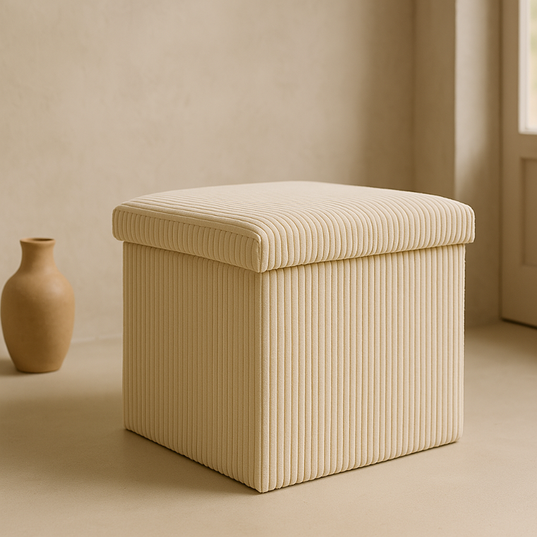 Storage Solutions, pufa ze schowkiem sztruksowa, Tobo, 38-38-38 cm