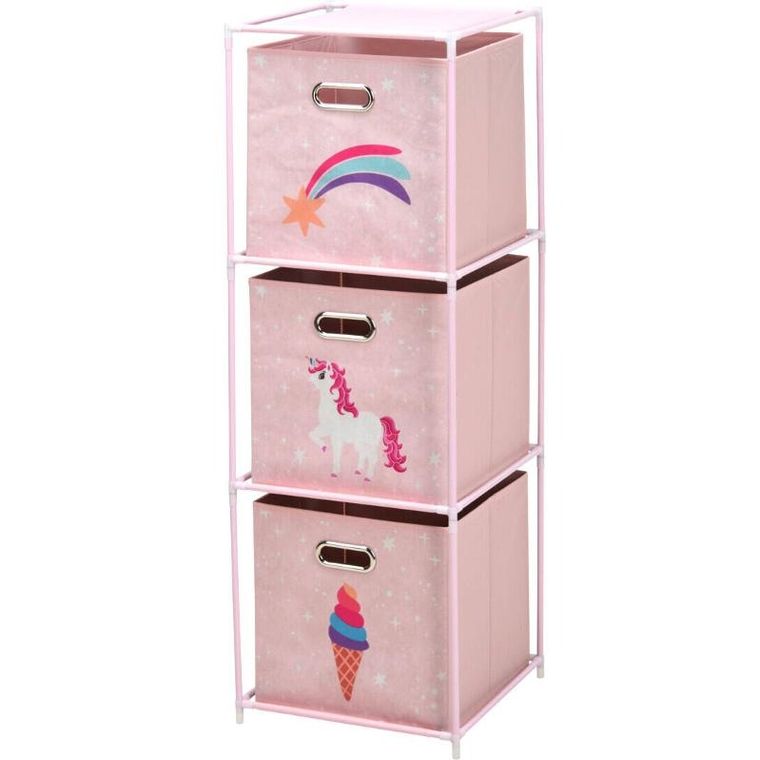 Storage Solutions, regał z tekstylnymi pojemnikami do pokoju dziecięcego