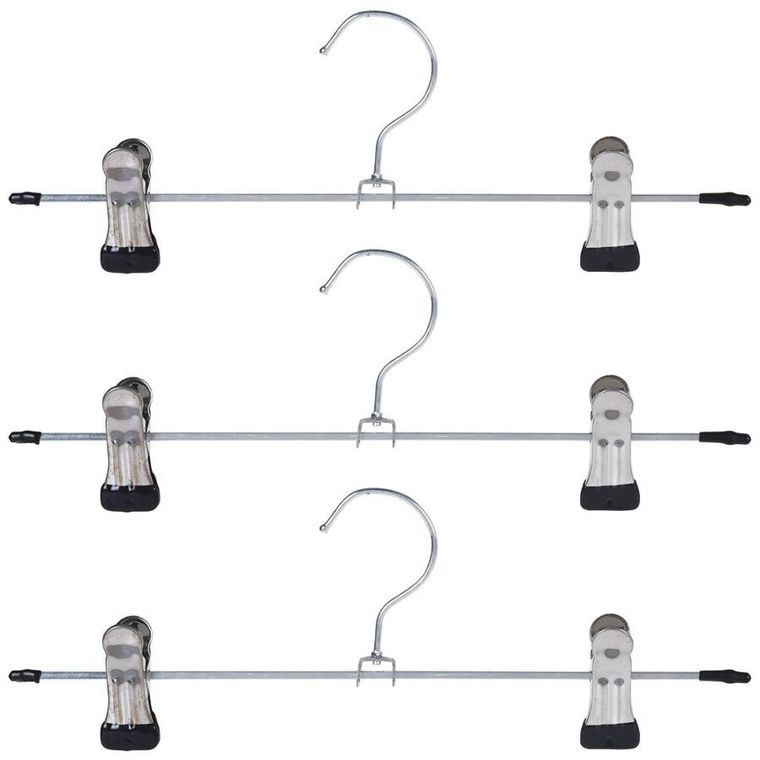 Storage Solutions, wieszak na spodnie, metalowy z klipsami, 3 szt.