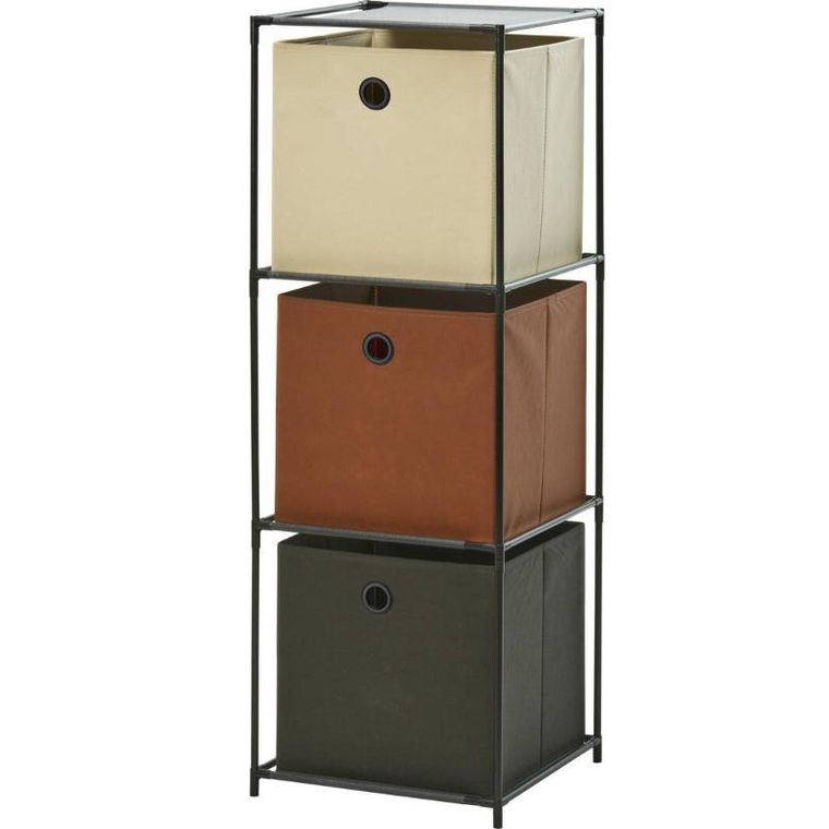 Storagesolutions, regał z trzema materiałowymi koszami, 35-35-102 cm