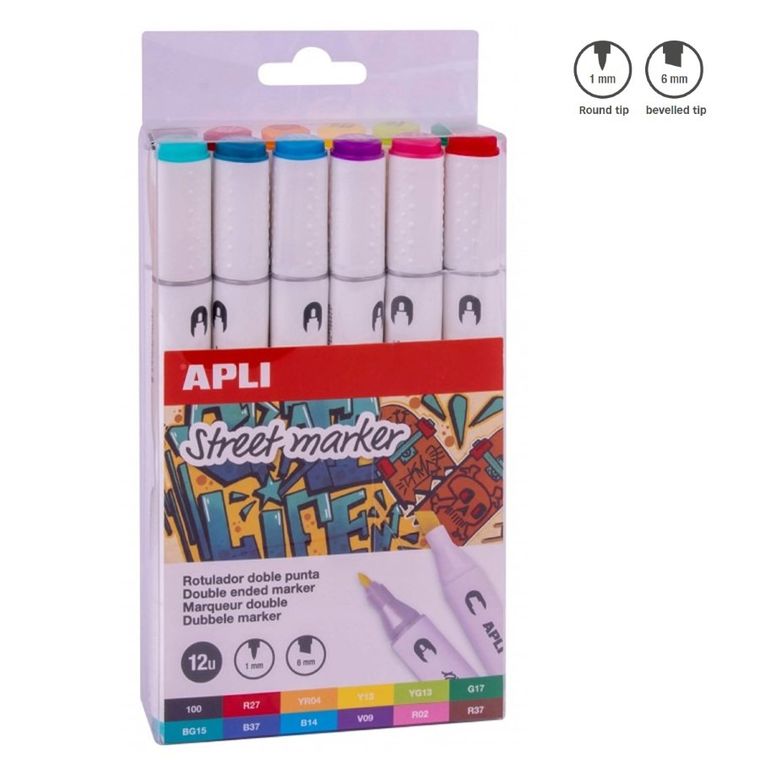 Street Marker, markery dwustronne, 12 kolorów