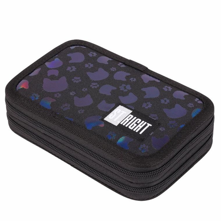 St.Right, piórnik rozkładany, podwójny, z wyposażeniem, Black Cats