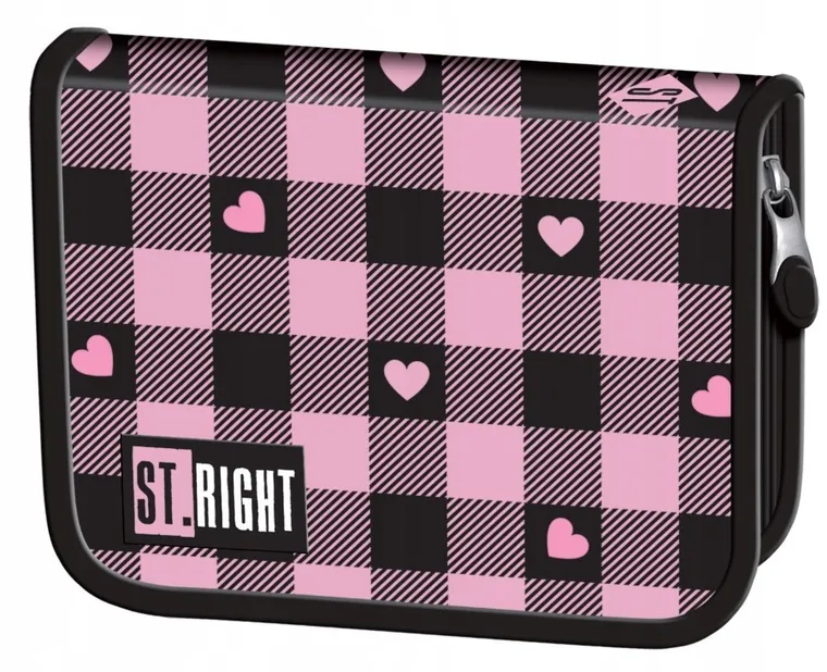 St.Right, piórnik rozkładany, pojedynczy, Pink Checkered