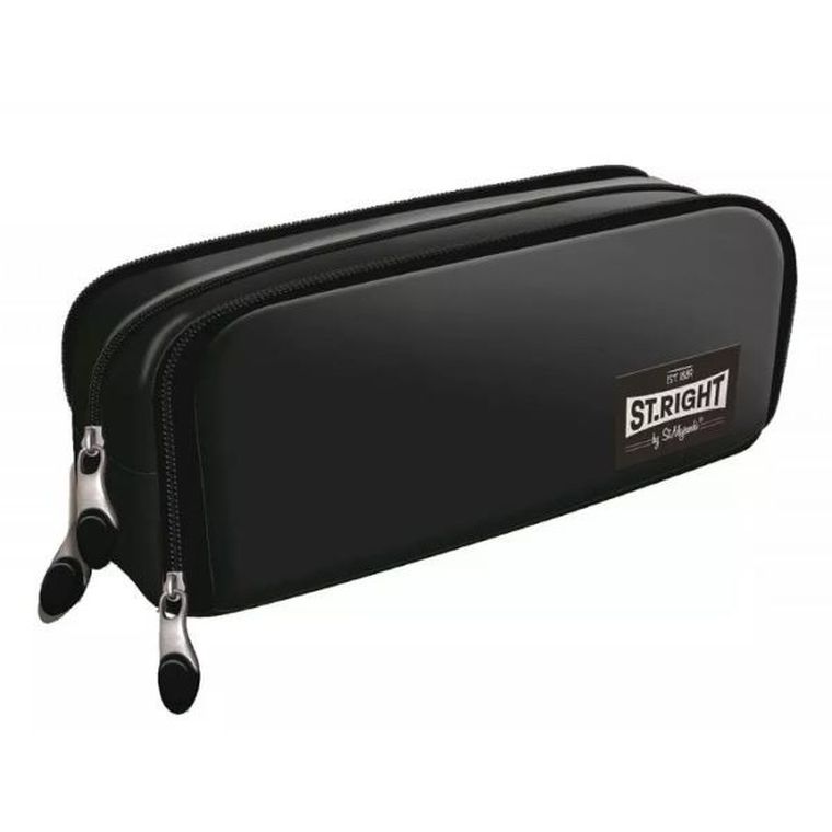 St.Right, piórnik saszetka, potrójny, Black Vintage