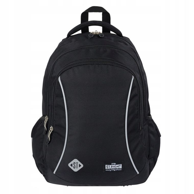 St.Right, plecak szkolny, 3-komorowy, Black Vintage