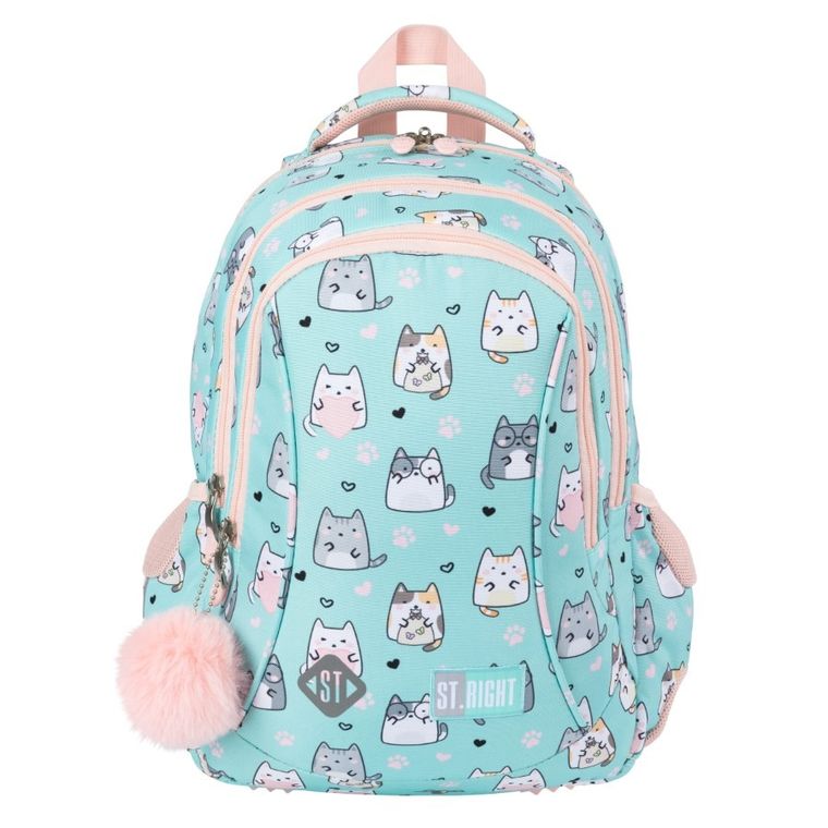 St.Right, plecak szkolny, 3-komorowy, Kawaii Cat