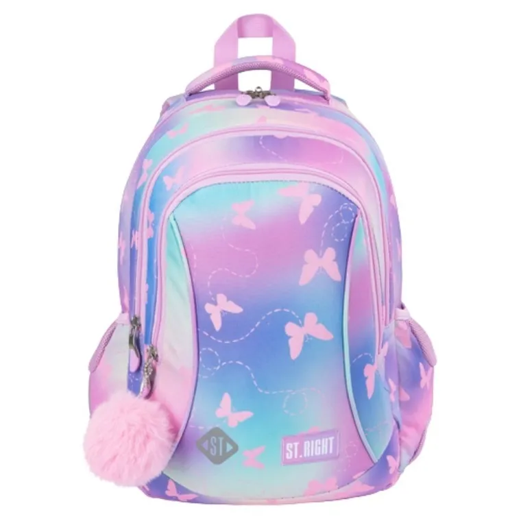 St.Right, plecak szkolny, 3-komorowy, Pink Butterflies