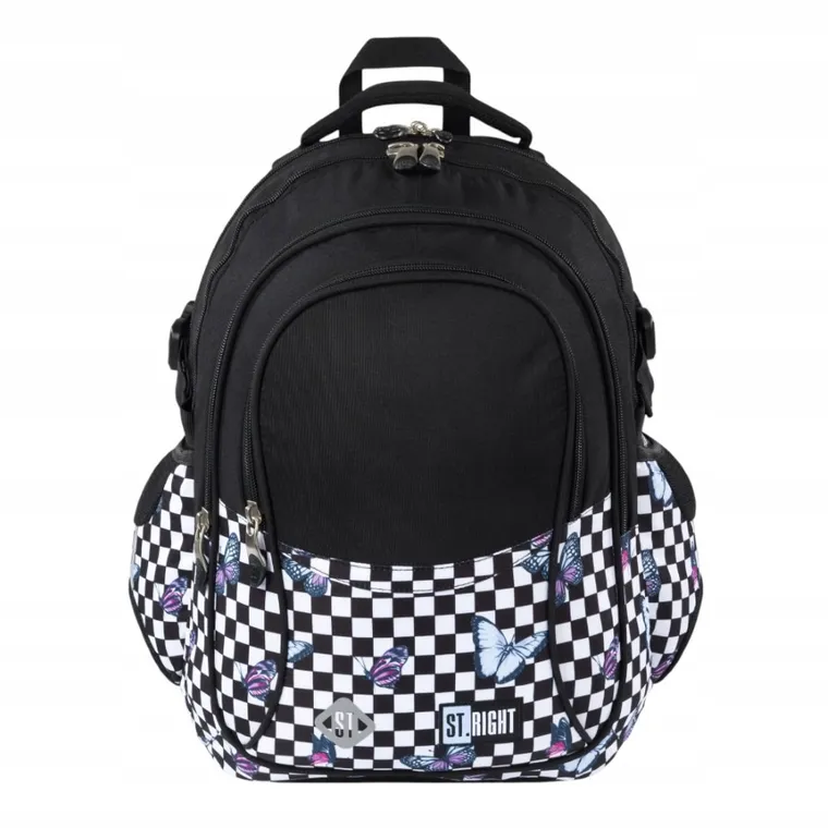 St.Right, plecak szkolny, 4-komorowy, Chessboard Butterflies