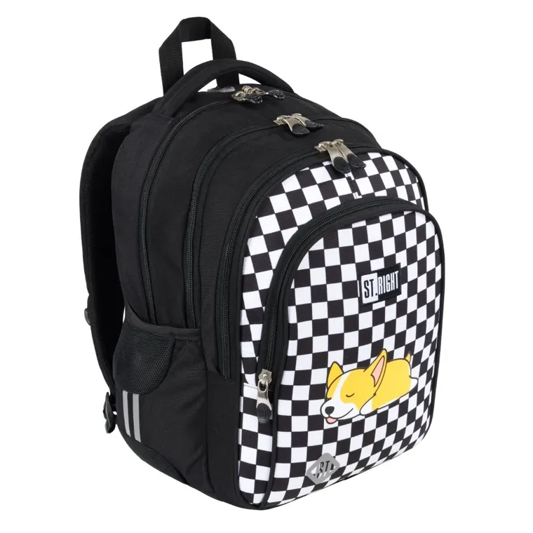 St.Right, plecak szkolny, 4-komorowy, Sleepy Corgi