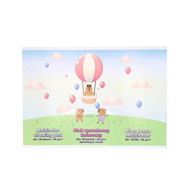 Strigo, blok rysunkowy, A4, 20 kartek, 80g, Kapibara w balonie