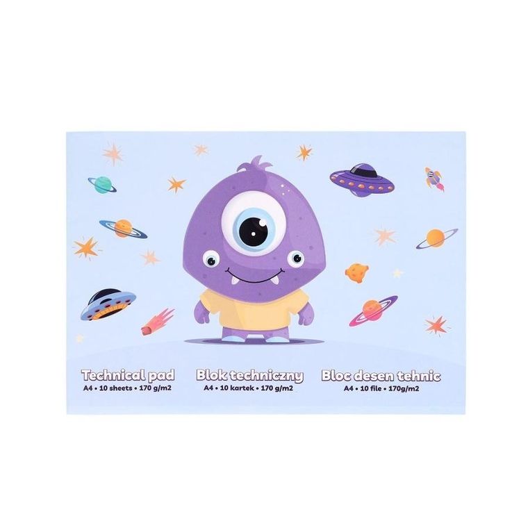 Strigo, blok techniczny, A4, 10 kartek, 170g, Stworek