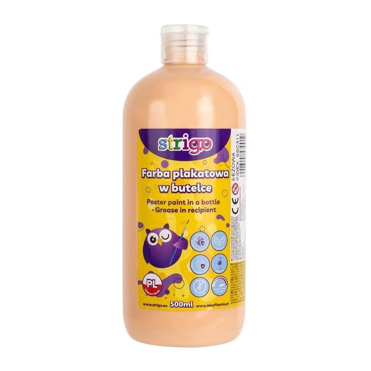 Strigo, farba plakatowa w butelce, beż, 500 ml