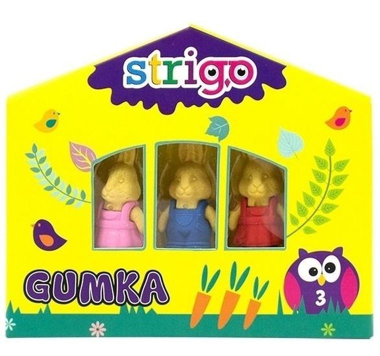 Strigo, gumka, zwierzątka, 3 szt.