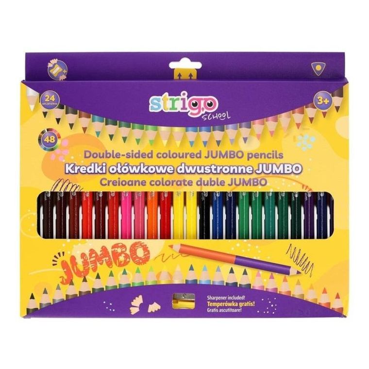 Strigo, Jumbo, kredki ołówkowe trójkątne, 24 szt.