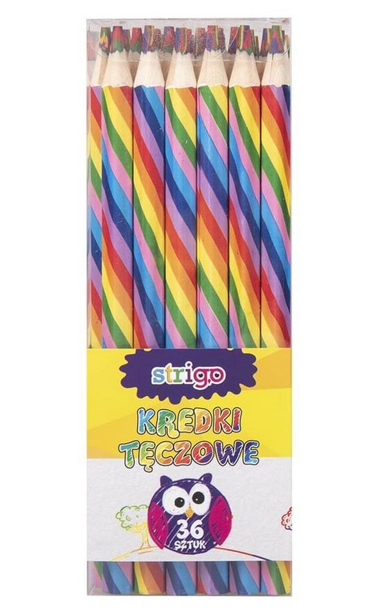 Strigo, kredki tęczowe wielokolorowe, 36 szt.