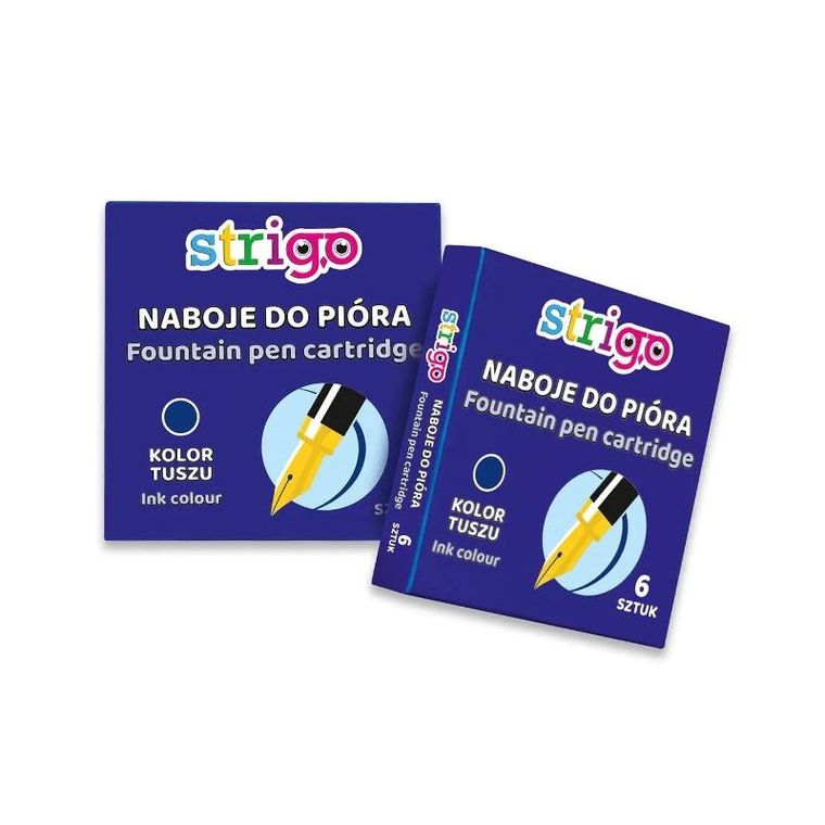 Strigo, naboje do piór wiecznych, niebieskie, 6 szt.