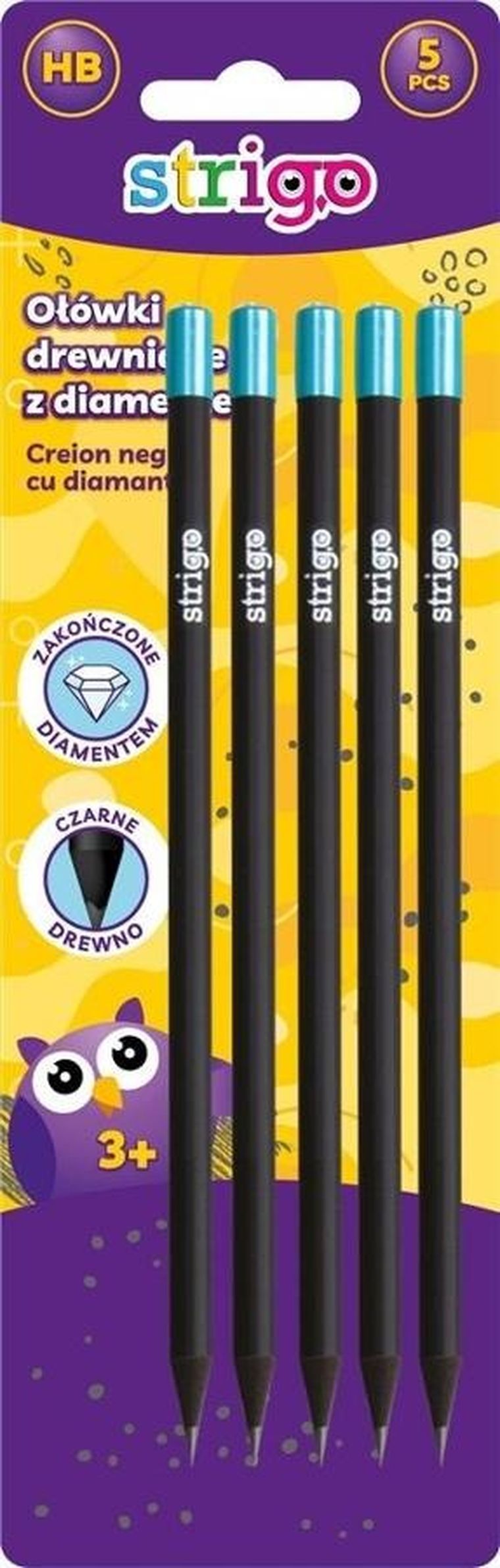 Strigo, ołówek z czarnego drewna, 5 szt.