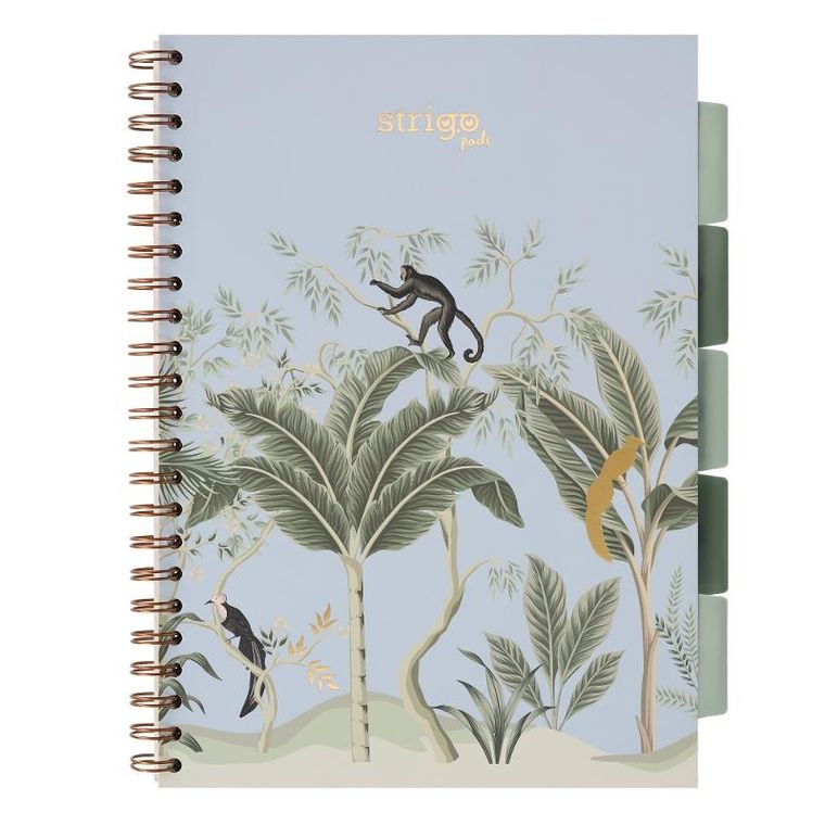 Strigo, Pads, kołozeszyt A4, 100 kartek, kratka, Afryka, Pastel, niebieski, 1 szt.