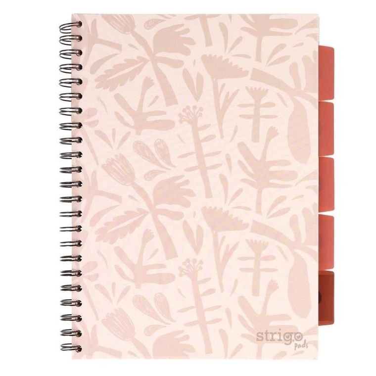 Strigo, Pads, kołozeszyt A4, 100 kartek, kratka, Floral, beżowy, 1 szt.