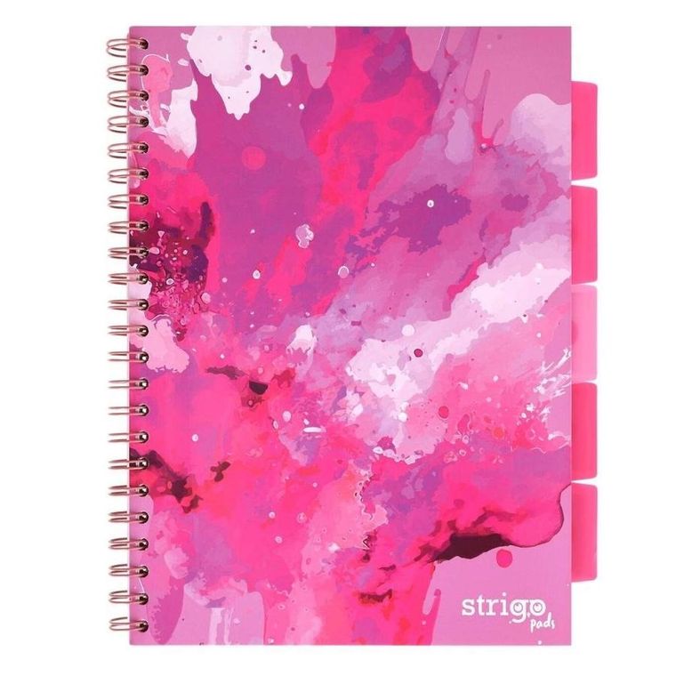 Strigo, Pads, kołozeszyt A4, 100 kartek, kratka, Fusion, różowy, 1 szt.