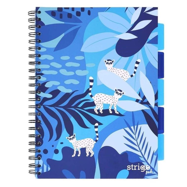 Strigo, Pads, kołozeszyt A4, 100 kartek, kratka, Jungla, niebieski, 1 szt.