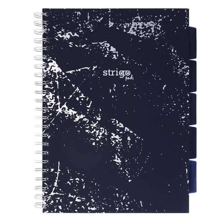 Strigo, Pads, kołozeszyt A4, 100 kartek, kratka, Marmur, granatowy, 1 szt.