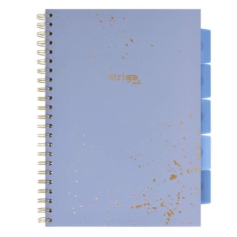 Strigo, Pads, kołozeszyt A4, 100 kartek, kratka, Marmur, niebieski, 1 szt.