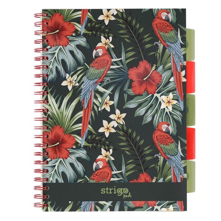 Strigo, Pads, kołozeszyt A4, 100 kartek, kratka, Tropiki, Papuga, 1 szt.
