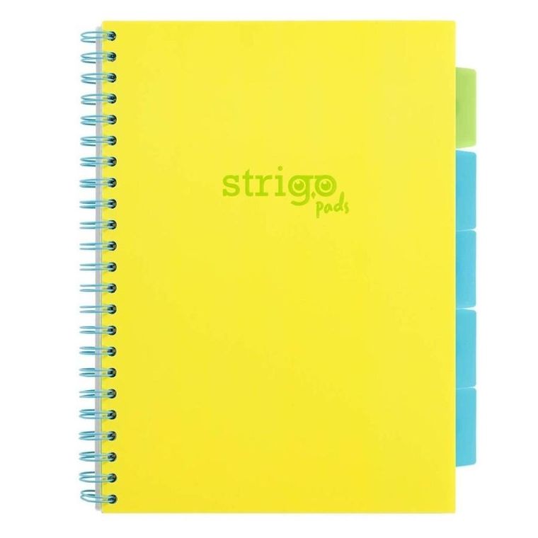 Strigo, Pads, kołozeszyt A5, 100 kartek, linia, Neon, żółty, 1 szt.