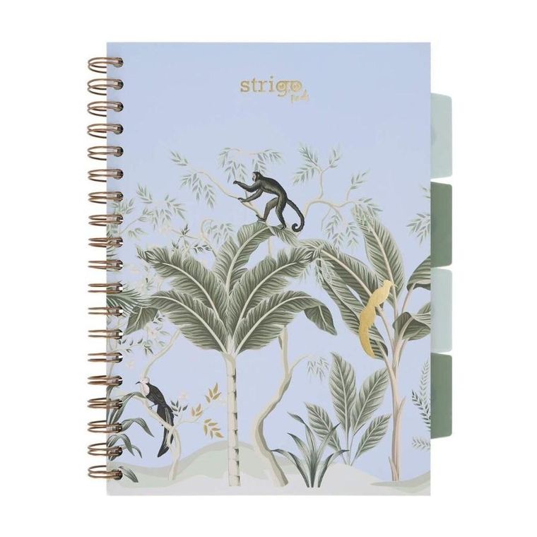 Strigo, Pads, kołozeszyt B5, 100 kartek, kratka, Afryka, Pastel, niebieski, 1 szt.