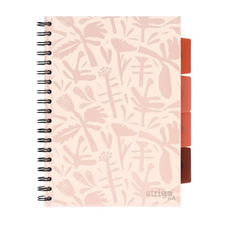 Strigo, Pads, kołozeszyt B5, 100 kartek, kratka, Floral, beżowy, 1 szt.