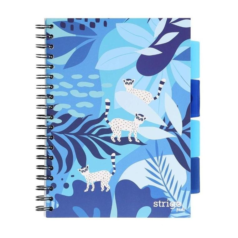 Strigo, Pads, kołozeszyt B5, 100 kartek, kratka, Jungla, niebieski, 1 szt.