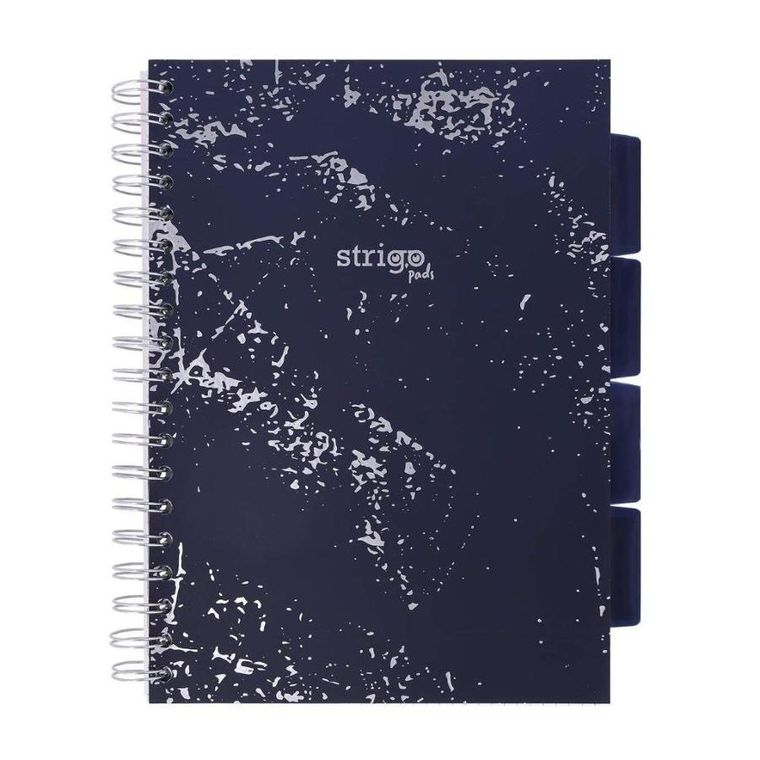 Strigo, Pads, kołozeszyt B5, 100 kartek, kratka, Marmur, granatowy, 1 szt.
