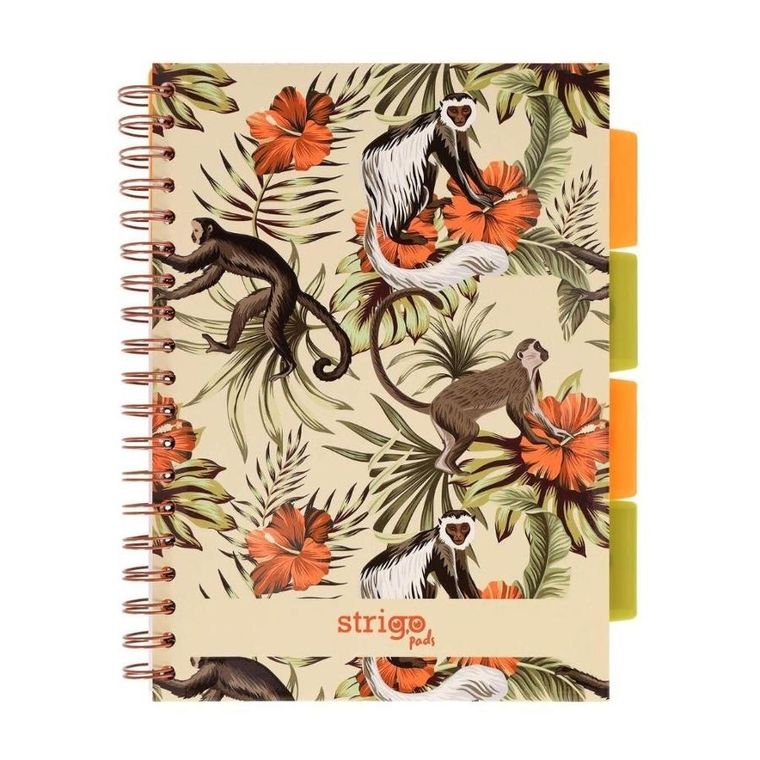 Strigo, Pads, kołozeszyt B5, 100 kartek, kratka, Tropiki, Małpki, 1 szt.