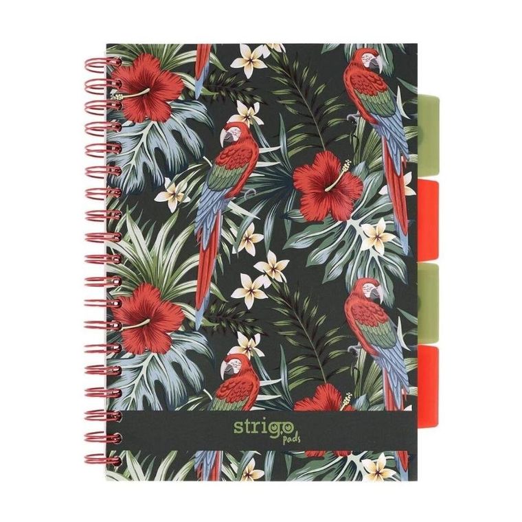 Strigo, Pads, kołozeszyt B5, 100 kartek, kratka, Tropiki, Papuga, 1 szt.